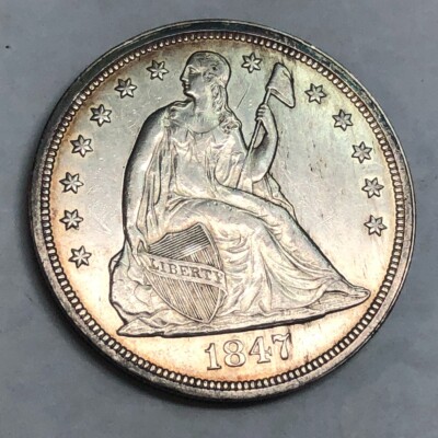 1847 Seated Liberty U.S. SILVER DOLLAR. AU $1. #akd1