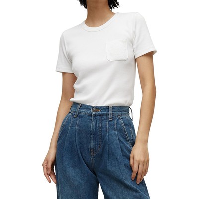 Veronica Beard Womens Pruitt Logo White Crew Neck Tee T-Shirt Top S BHFO 0266