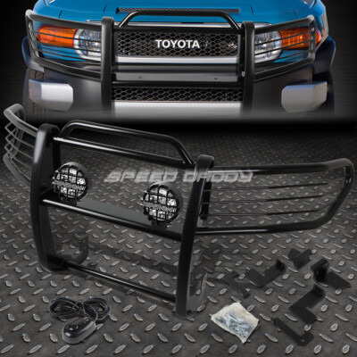 ЧЕРНАЯ ЗАЩИТНАЯ РЕШЕТКА РАДИАТОРА + КРУГЛАЯ ПРОЗРАЧНАЯ ПРОТИВОТУМАННАЯ ФАРА ДЛЯ ВНЕДОРОЖНИКА TOYOTA FJ CRUISER 07-14