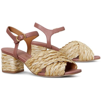 

Женские розовые кожаные туфли на каблуке Tory Burch Kira 5 Medium (B,M) BHFO 2078, Natural/rose tea