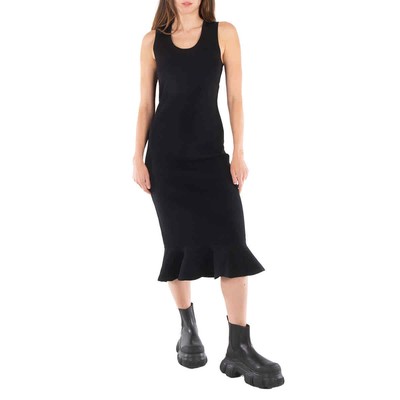 Pre-owned Jw Anderson Ruffled Hem Sleeveless Midi Dress In Black