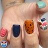 Fall Press on Nails Short Square Fake Nails Thanksgiving False Nails Press ons with Pumpkin and Leopard Print Design Glossy Acrylic Full Cover Autumn Stick on Nails for Women Girls Art Decoration 24Pcs