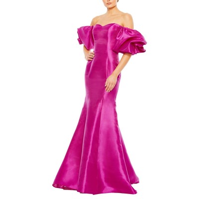 Женское вечернее платье Mac Duggal из розовой тафты с открытыми плечами, 10 BHFO 5882