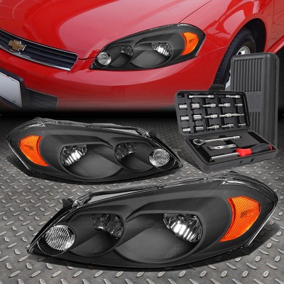 ДЛЯ 06-16 CHEVY IMPALA LIMITED ЧЕРНЫЙ КОРПУС, ЯНТАРНЫЕ УГЛОВЫЕ ФАРЫ + НАБОР ИНСТРУМЕНТОВ