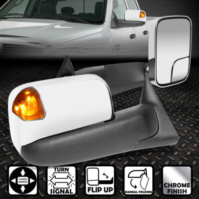 Для 94-97 Dodge Ram Пара боковых буксировочных зеркал с хромированным приводом + светодиодный указатель поворота