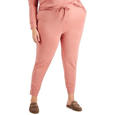 Anne Klein Womens Pink Cozy Comfy Jogger Sweatpants Loungewear Plus 1X BHFO 3223