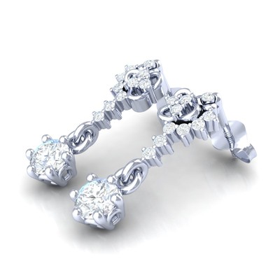 Pre-owned Swarajewel 0.5ctw Round Natural Diamond Earrings For Women 18k White Gold In Fg