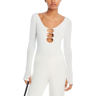 Женский топ-боди Alice and Olivia Kalena цвета слоновой кости со стразами и вырезами S BHFO 8374