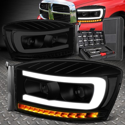 ДЛЯ 06-09 RAM LED DRL ПОСЛЕДОВАТЕЛЬНЫЕ ЗАКОПЧЕННЫЕ ПРОЗРАЧНЫЕ БОКОВЫЕ ПРОЕКТОРНЫЕ ФАРЫ + НАБОР ИНСТРУМЕНТОВ