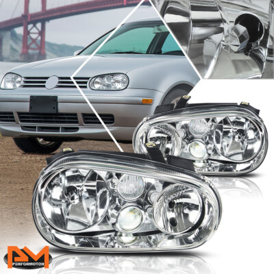 For 99-06 Volkswagen Golf/Cabrio Chrome Housing Headlight w/Projector Fog Lamp