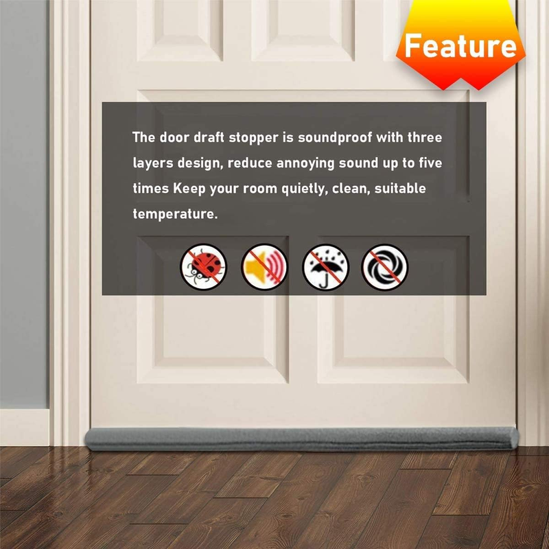 Under Door Draft Stopper 37 Inches Cuttable and Washable,Twin Door Draft Stopper