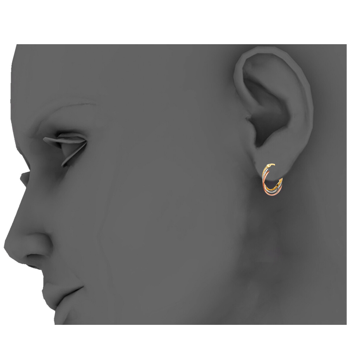 Pre-owned Tgdj 14k Tri Color Gold Hoop Earrings For Women Diameter - 23 Mm