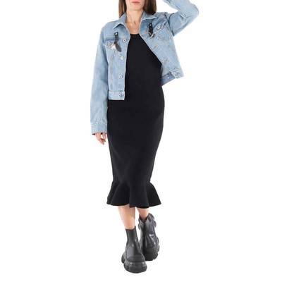 Pre-owned Jw Anderson Ruffled Hem Sleeveless Midi Dress In Black