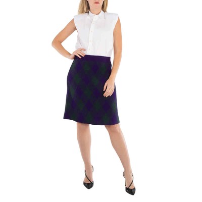 Pre-owned Burberry Argyle Skirt In Argyle Wool In Multicolor