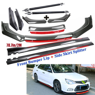 Carbon Fiber Front Bumper Spoiler + Side Skirt Rear For Honda Accord 9th 9.5th