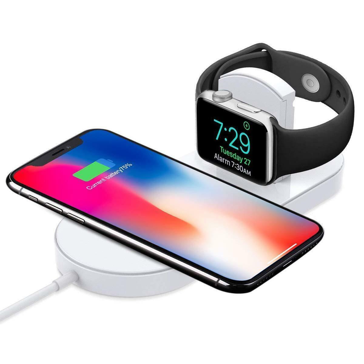 Китайская беспроводная зарядка. Зарядка для iwatch и iphone. беспроводная зарядка usb. mobile phone accessories. apple iwatch 8 серебряные.