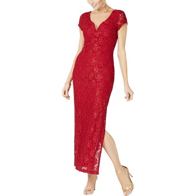 Связанное платье Женское красное вечернее платье с блестками Gown Petites 8P BHFO 3262