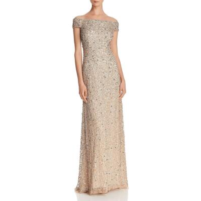 

Adrianna Papell Женское Бежевое Вечернее Вечернее Платье с Блестками  BHFO 8445, Champagne