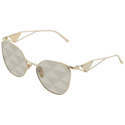 Pre-owned Prada Brown Tampo Triangles Silver Irregular Ladies Sunglasses Pr 50zs Zvn04t 59