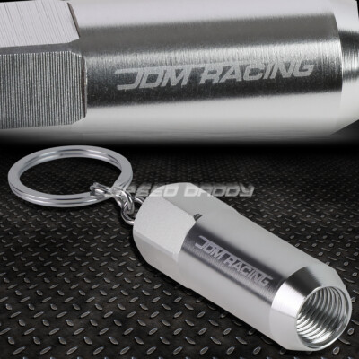 СЕРЕБРЯНОЕ АНОДИРОВАННОЕ АЛЮМИНИЕВОЕ КОЛЬЦО-БРЕЛОК ДЛЯ КЛЮЧЕЙ С ГАЙКОЙ-НАКОНЕЧНИКОМ КОЛЕСА ГОНОЧНОГО АВТОМОБИЛЯ JDM RACING AUTO