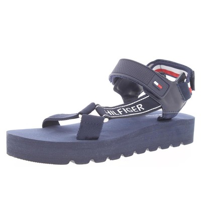 

Женские темно-синие босоножки с открытой пяткой Tommy Hilfiger Nanoi 7 Medium (B,M) BHFO 5778, Dark blue texture, Nanoi