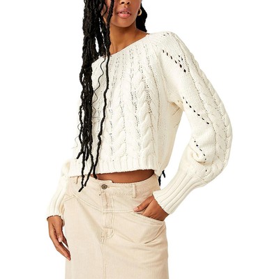 Free People Женский вязаный пуловер Sandre цвета слоновой кости, топ-свитер XL BHFO 3892