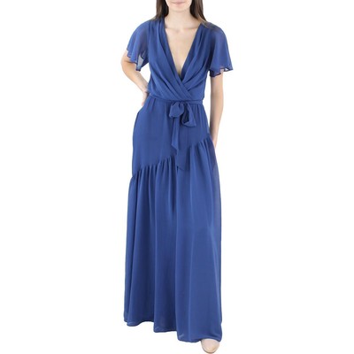 

Женское синее многоярусное платье макси с v-образным вырезом Lauren Ralph Lauren  BHFO 2781, Indigo