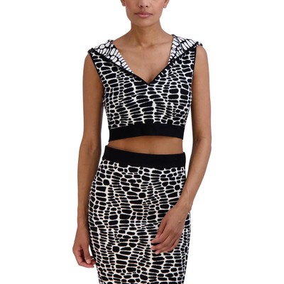 BCBGMAXAZRIA Женский свитер без рукавов с капюшоном, укороченный топ BHFO 9249