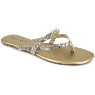 

Zigi Soho Womens Elda Silver Casual Thong Sandals Shoes 7 Medium (B,M) BHFO 9218, Gold suedette