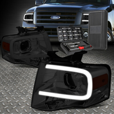 ДЛЯ 07-14 FORD EXPEDITION LED DRL С ДЫМЧАТЫМ КОРПУСОМ, БОКОВЫЕ ФАРЫ ЯНТАРНОГО ЦВЕТА + НАБОР ИНСТРУМЕНТОВ