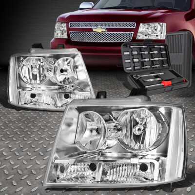 ДЛЯ 07-14 CHEVY TAHOE SUBURBAN ХРОМИРОВАННЫЙ КОРПУС ПРОЗРАЧНЫХ УГЛОВЫХ ФАР + НАБОР ИНСТРУМЕНТОВ