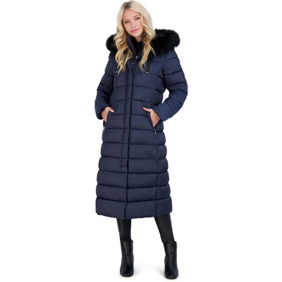 

Tahari Womens Nellie Navy Длинный стеганый зимний пуховик Верхняя одежда  BHFO 6693, Galaxy