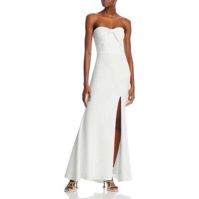 Официальное вечернее платье Aqua Womens с белым бантом без бретелек, 12 BHFO 4181