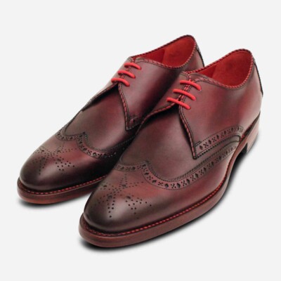 Pre-owned Jeffery-west Jeffery West Oxblood Burgundy Diamond Brogue Shoes In Red