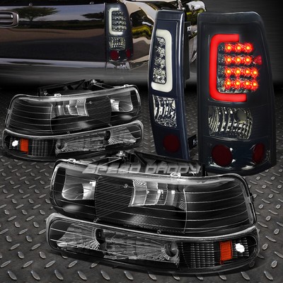 ЧЕРНАЯ ЯНТАРНАЯ ФАРА + ХРОМИРОВАННАЯ ДЫМЧАТАЯ ЛИНЗА LED BAR ЗАДНИЙ ФОНАРЬ ДЛЯ 99-02 SILVERADO