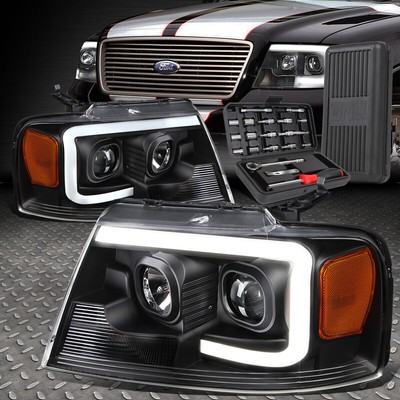 ДЛЯ 04-08 FORD F-150 LED DRL ЧЕРНЫЙ ЯНТАРНЫЙ УГЛОВОЙ ПРОЕКТОР ФАР + НАБОР ИНСТРУМЕНТОВ