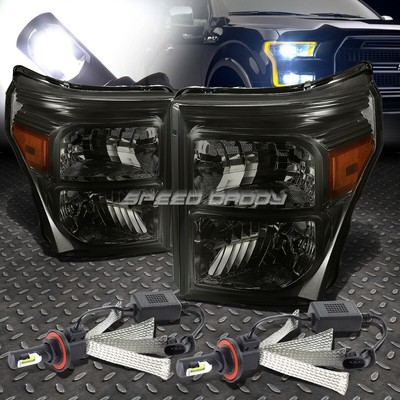 ФАРА С ДЫМЧАТЫМ КОРПУСОМ + ЯНТАРНЫЙ УГОЛОК + СИСТЕМА БЕЛЫХ СВЕТОДИОДОВ 6000K ДЛЯ 11-16 ЧАСОВ SUPERDUTY