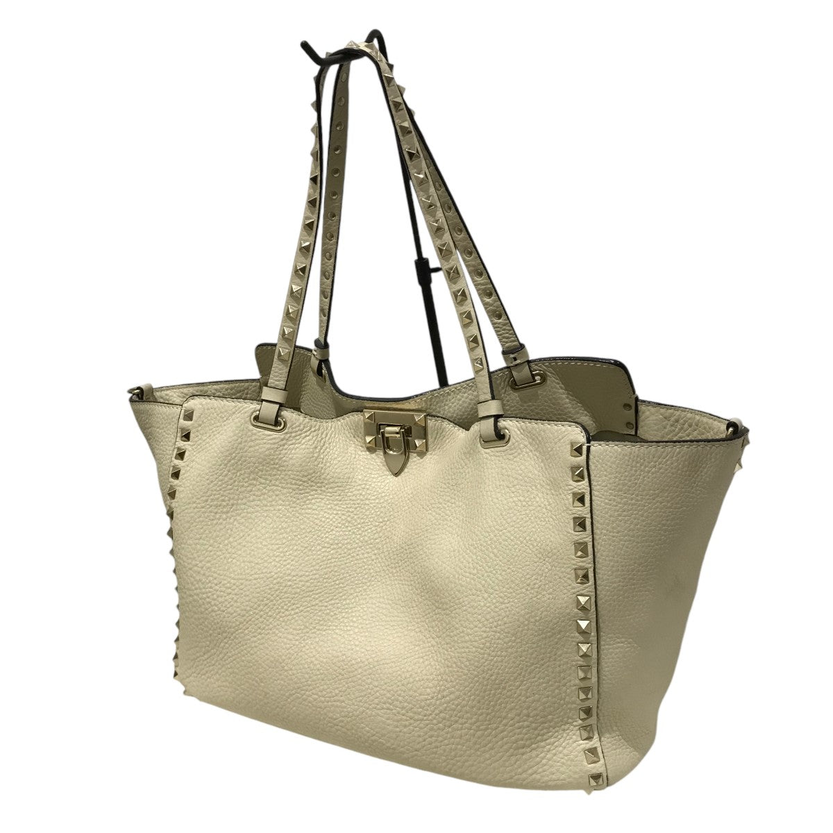 VALENTINO GARAVANI Rockstud Tote Bag White Used Good
