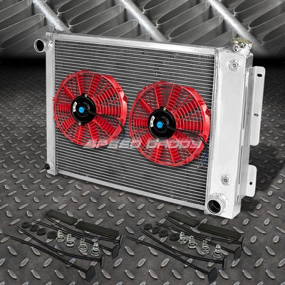 3-РЯДНЫЙ АЛЮМИНИЕВЫЙ РАДИАТОР + КОМПЛЕКТ ИЗ 2-Х ВЕНТИЛЯТОРОВ НА 10 ВЕНТИЛЯТОРОВ КРАСНОГО ЦВЕТА ДЛЯ 67-69 CHEVY CAMARO/FIREBIRD T/A