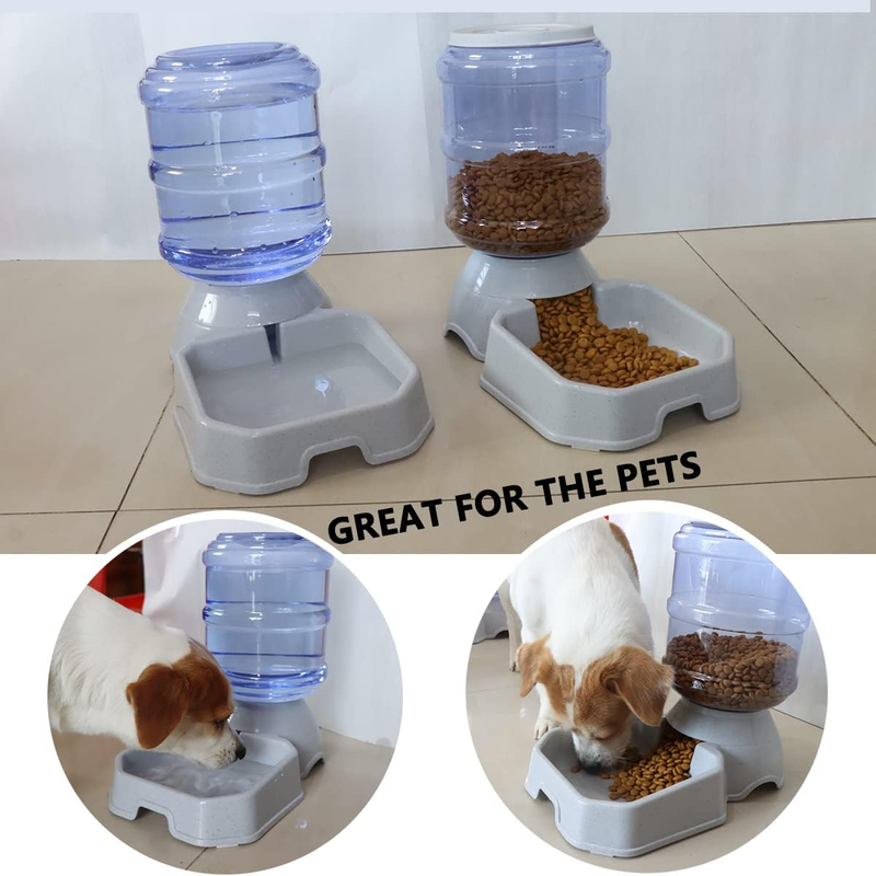 2 Pack Automatic Dog Cat Feeder and Water Dispenser ,Gravity Multi Pet Drinki...