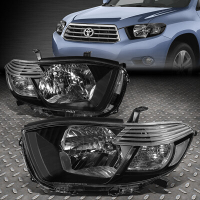 Для пары Toyota Highlander 08-10 Черный корпус Прозрачные Угловые фары головного света