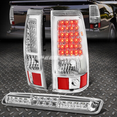 ХРОМИРОВАННЫЙ СВЕТОДИОДНЫЙ ЗАДНИЙ ФОНАРЬ + ПРОЗРАЧНЫЙ 3-Й СТОП-СИГНАЛ И ГРУЗОВОЙ ФОНАРЬ ДЛЯ 03-07 CHEVY SILVERADO/GMC SIERRA