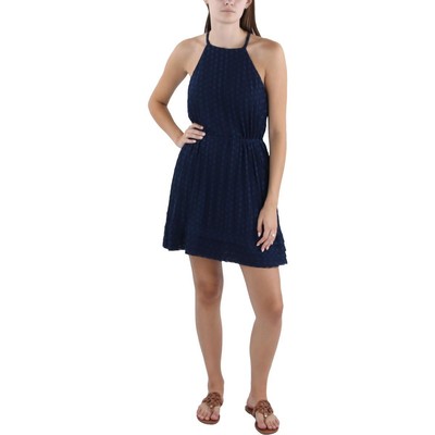 Женское темно-синее плиссированное платье Tiana с поясом и расклешенными рукавами от Ramy Brook, S BHFO 7628