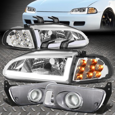 [СВЕТОДИОДНЫЙ DRL + УГЛОВОЙ УКАЗАТЕЛЬ ПОВОРОТА] ДЛЯ ФАР HONDA CIVIC 92-95 + КОМПЛЕКТ ПРОЗРАЧНЫХ ПРОТИВОТУМАННЫХ ФАР