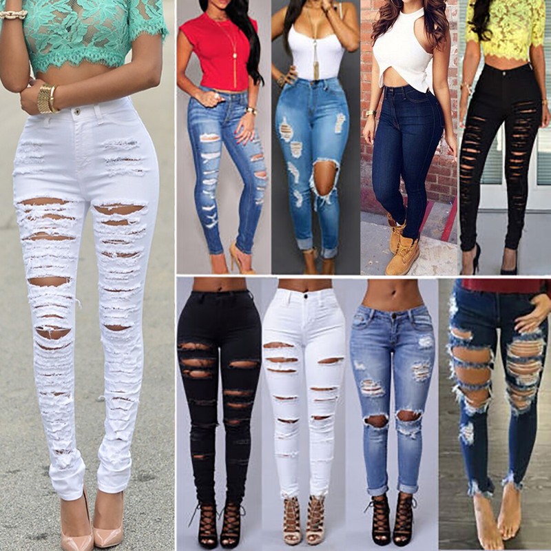 Distressed Stretch Biker Pants Trouser