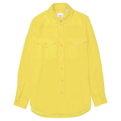 Pre-owned Burberry Ladies Pale Tulip Yellow Long-sleeve Button-down Classic Shirt, Brand