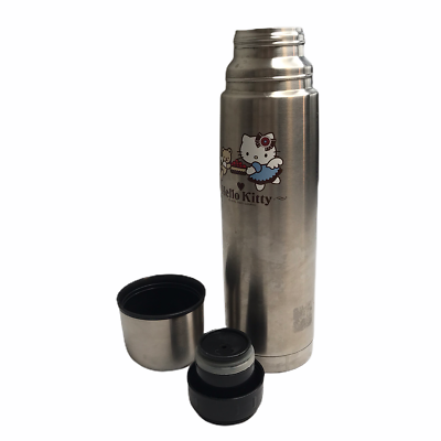 Hello Kitty Large Thermos Silver. Includes Container Lid and