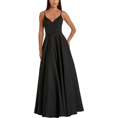 Женское черное вечернее платье Mac Duggal с V-образным вырезом и поясом 16 BHFO 2275