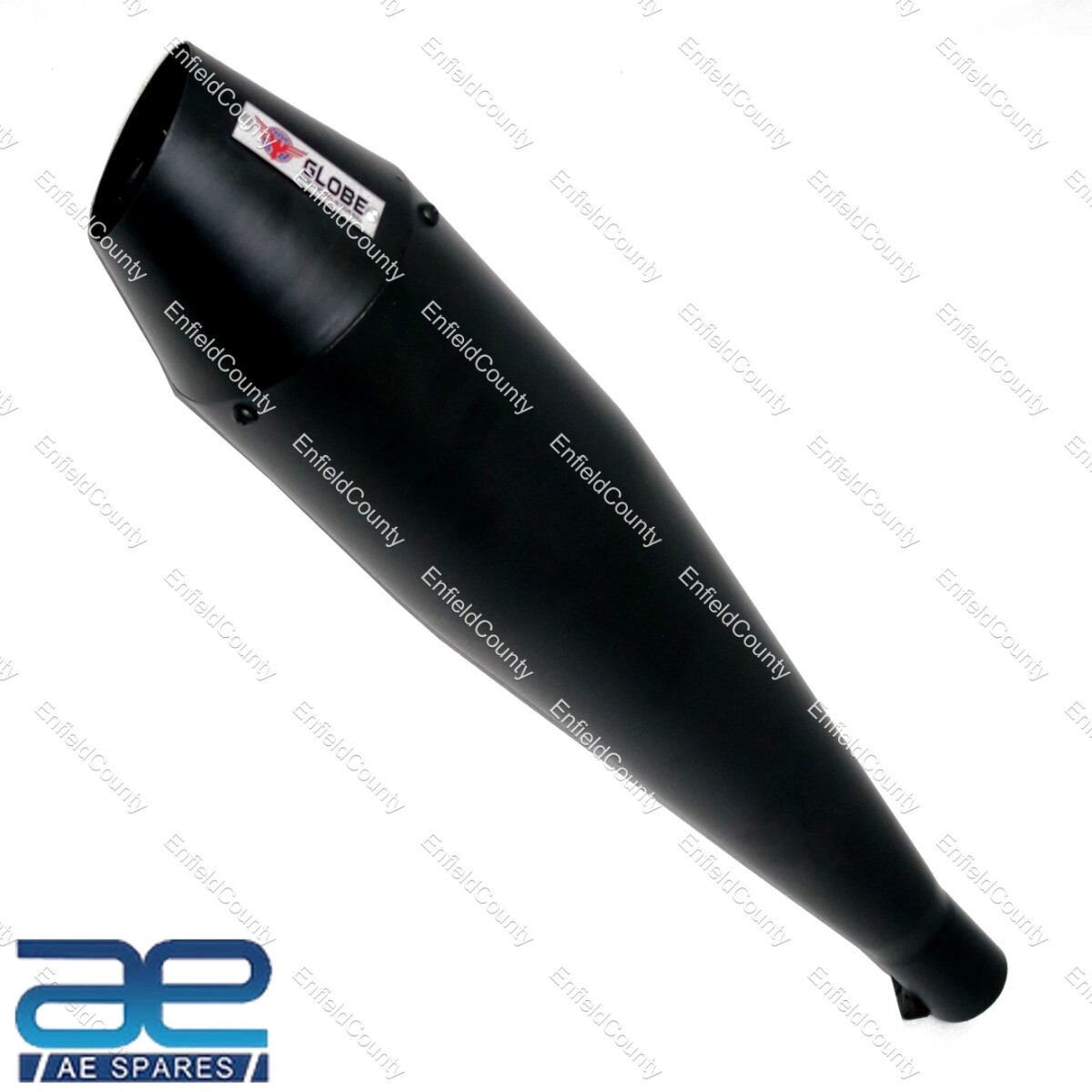 Fits Royal Enfield Classic Bullet Dolphin Black Silencer + Bracket & Adapter 