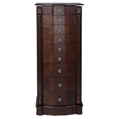 Wood Jewelry Cabinet Armoire Box Storage Chest Stand Organizer Necklace